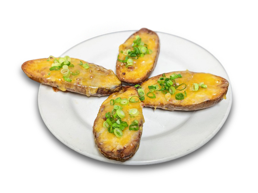 <p>Idaho bakers smothered in bacon, green onion, and cheddar jack cheese.</p>